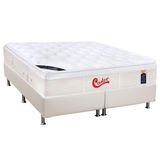 Cama Box Queen: Colchão Molas Pocket Ensacadas Castor Gold Star Vitagel + Base Crc Courano White (158x198)