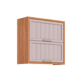 Armário De Cozinha Modulado Estela C/ 2 Portas Basculantes Ripada 80 Cm Cinamomo/off White - Mgm