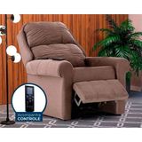 Poltrona Reclinável C/ Massagem P/ Sala Mh 1216 Two Way Suede Castor - Herval