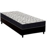 Cama Box Solteiro: Colchão Ortopédico Ortobom D45 Airtech 150 + Base Crc Suede Black (78x188)