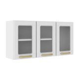 Armário Aéreo Cozinha Modulado Colors 6010 C/ 3 Portas C/ Vidro 105cm Branco - Bertolini