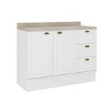 Gabinete P/ Pia Cozinha Balcão Bella 2608 2 Portas E 3 Gavetas S/tampo 120cm Branco - Carraro