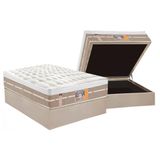 Cama Box Baú Casal: Colchão Molas Pocket Ensacadas Castor Silver Star Air + Base Crc Suede Clean (138x188)
