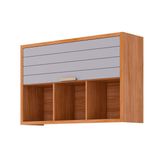 Armário De Cozinha Modulado Eloise C/ 1 Porta Basculante Riscada E 3 Nichos 120 Cm Cinamomo/platina - Mgm
