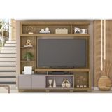 Rack Bancada C/ Painel P/ Tv Até 70 Pol Formosa Nicho E Pés 210x207cm Lamina Mel/cacao - Caemmun