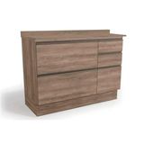 Gabinete P/ Pia Cozinha Balcão C/ Tampo Maxxi G746 C/ 1 Porta E 4 Gavetas 120cm Nogal - Kappesberg
