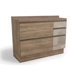 Gabinete P/ Pia Cozinha Balcão Maxxi C/ Tampo G747 C/ 1 Porta E 4 Gavetas C/ Vidro 120cm Nogal - Kappesberg