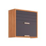 Armário Aéreo Cozinha Modulado Eloise C/ 2 Portas Basculante Riscadas 80 Cm Cinamomo/titanium - Mgm