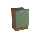 Balcão Cozinha P/ Cooktop C/ Tampo Botanic M629 C/ 1 Porta 60cm Nogueira/oliva/cinzel - Kappesberg