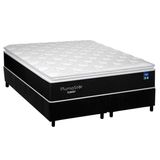 Cama Box Queen: Colchão Molas Pocket Ensacadas Plumatex Plumastar + Base Crc Suede Black (158x198)
