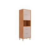 Paneleiro De Cozinha Modulado Eloise C/ 3 Portas Basculantes Riscadas 1 Nicho P/ Forno E 2 Gavetas 70 Cm Cinamomo/off White - Mgm
