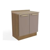 Balcão Cozinha P/ Cooktop C/ Tampo Botanic M623 C/ 2 Portas 80cm Nogueira/fendi/nogueira - Kappesberg