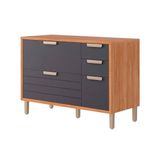Gabinete De Cozinha Modulado Balcão C/ Tampo Eloise C/ 4 Gavetas E 1 Porta Basculante Riscada 120 Cm Cinamomo/titanium - Mgm