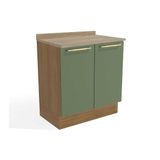 Balcão Cozinha P/ Cooktop C/ Tampo Botanic M623 C/ 2 Portas 80cm Nogueira/oliva/nogueira - Kappesberg