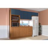 Kit Cozinha Modulada 5 Peças Ciela (2aéreos+1balcão+1torrequente+1complemento) C5p116 Canela/azul Profundo - Kappesberg
