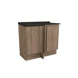 Balcão Cozinha P/ Cooktop C/ Tampo Maxxi G748 Canto Reto C/ 1 Porta 80cm Nogal/preto Brilho - Kappesberg
