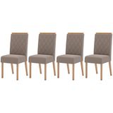 Kit 4 Cadeiras Sala Jantar Nina 4 Un Nature/suede Light Marrom Amêndoa - Henn