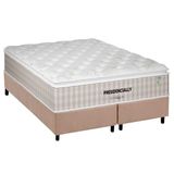 Cama Box Queen: Colchão Molas Pocket Ensacadas Plumatex Presidencially Selado + Base Crc Suede Clean (158x198)