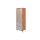 Paneleiro De Cozinha Modulado Cristaleira Eloise C/ 3 Portas (2 C/ Vidro Reflecta E 1 Basculante) E 1 Gaveta 70cm Cinamomo/platina - Mgm