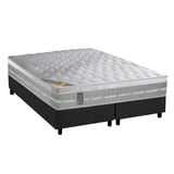 Cama Box Queen: Colchão Molas Pocket Ensacadas Castor Premium Gel + Base Crc Suede Gray (158x198)