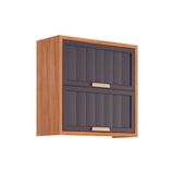 Armário Aéreo Cozinha Modulado Estela C/ 2 Portas Basculantes Ripada 80 Cm Cinamomo/titanium - Mgm