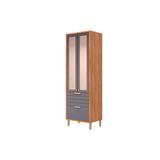 Paneleiro De Cozinha Modulado Cristaleira Eloise C/ 3 Portas (2 C/ Vidro Reflecta E 1 Basculante) E 1 Gaveta 70cm Cinamomo/titanium - Mgm