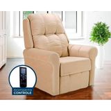 Poltrona Reclinável C/ Massagem P/ Sala Mh 1216 Two Way Suede Bege - Herval