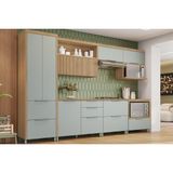Cozinha Modulada Nesher Marquesa 7 Peças (3aéreos+3balcões+1paneleiro) C6p41 Nature/verde-nesher