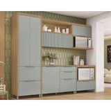 Cozinha Modulada Nesher Marquesa 5 Peças (2aéreos+2balcões+1paneleiro) C5p34 Nature/verde-nesher
