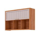 Armário De Cozinha Modulado Estela C/ 1 Porta Basculante Ripada E 3 Nichos 120 Cm Cinamomo/off White - Mgm