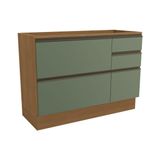 Gabinete P/ Pia Cozinha Balcão Maxxi G746 C/ 1 Porta E 4 Gavetas S/tampo 120cm Canela/verde - Kappesberg