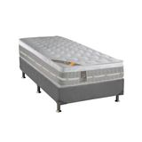 Cama Box Solteiro: Colchão Molas Pocket Ensacadas Castor Premium Gel + Base Crc Suede Gray (88x188)