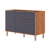 Gabinete De Cozinha Modulado Balcão Esplêndida C/ 3 Portas E 2 Gavetas S/tampo 120cm Cinamomo/titanium - Mgm