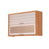 Armário Aéreo Cozinha Modulado Eloise C/ 2 Portas Basculante C/ Vidro Reflecta 120cm Cinamomo/off White - Mgm