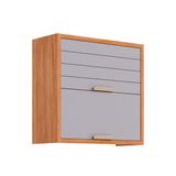Armário Aéreo Cozinha Modulado Eloise C/ 2 Portas Basculante Riscadas 80 Cm Cinamomo/platina - Mgm