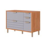 Gabinete De Cozinha Modulado Balcão C/ Tampo Eloise C/ 4 Gavetas E 1 Porta Basculante Riscada 120 Cm Cinamomo/platina - Mgm