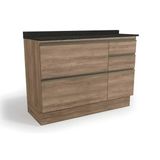 Gabinete P/ Pia Cozinha Balcão C/ Tampo Maxxi G746 C/ 1 Porta E 4 Gavetas 120cm Nogal/preto Brilho - Kappesberg