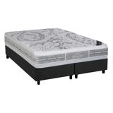 Cama Box King: Colchão Molas Pocket Ensacadas Castor Super Luxo Látex Slx + Base Crc Suede Gray (193x203)