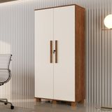Armário Multiuso 2 Portas E 12 Prateleiras Com Chave Dacar Carmolar Canela/off White