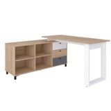 Mesa Escrivaninha Em L Com 3 Gavetas E Nichos Nexos Carvalho/branco/grafito