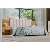 Cabeceira Para Cama Queen Size Ripada Irís Estofada Com 2 Mesas De Cabeceira D&#39; Doro Cinamomo/ripado