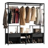 Guarda-roupa Casal Gavetas Prateleiras Nichos Cabideiro Aço E Mdf Bp Bianca Preto