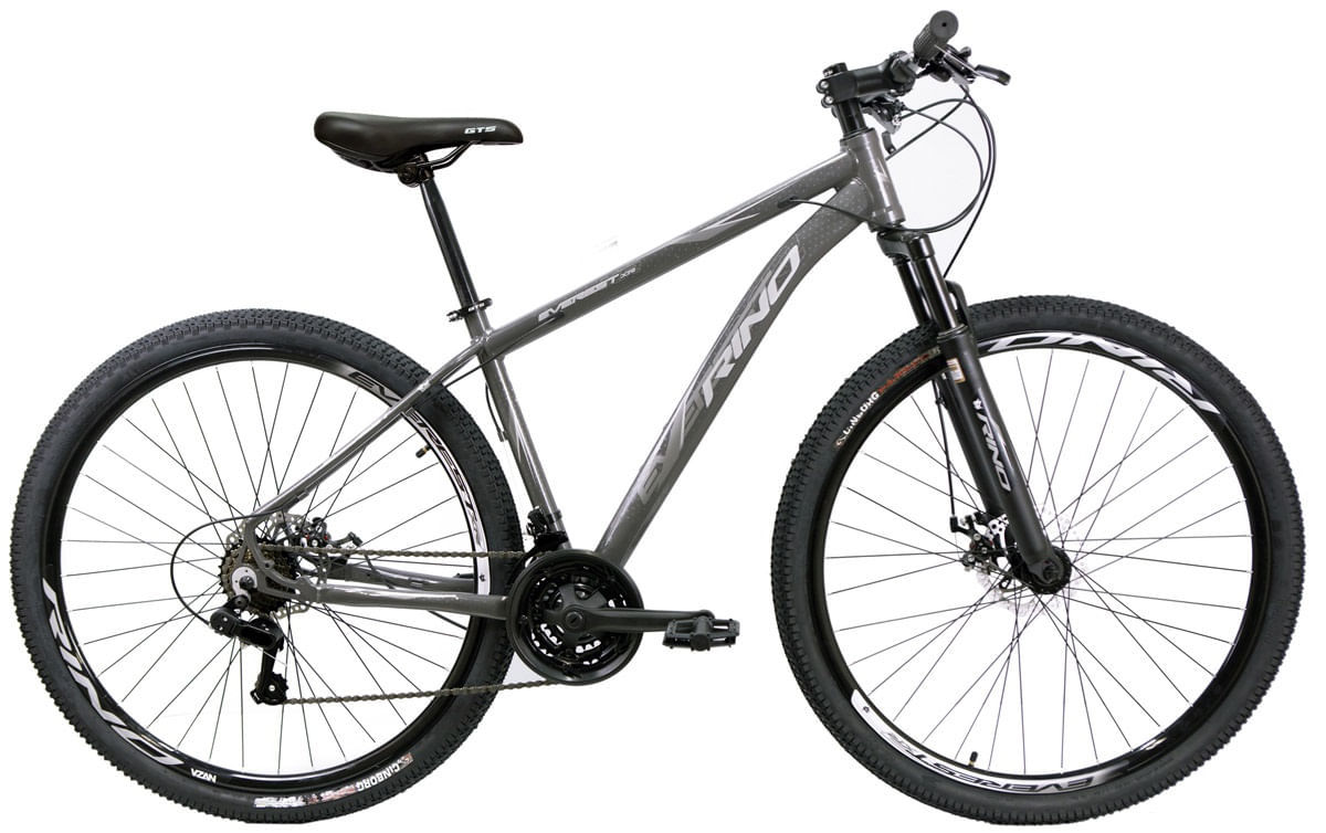 Bicicleta aro 29 Rino Everest a Disco 21v Cambios Index - Grafite/Preto - 21