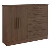 Cômoda New Athos 5 Gavetas Com Sapateira D&#39; Doro Castanho