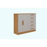 Cômoda New Athos 5 Gavetas Com Sapateira D&#39; Doro Cinamomo/off White