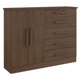 Cômoda New Athos 5 Gavetas Com Sapateira D&#39; Doro Castanho