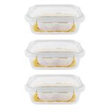 Kit 3 Potes Hermético Vidro Marmita Micro-ondas 640ml