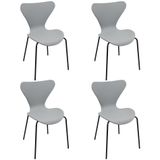 Kit 4 Cadeiras Jacobsen Polipropileno Sala Jantar Base Preta