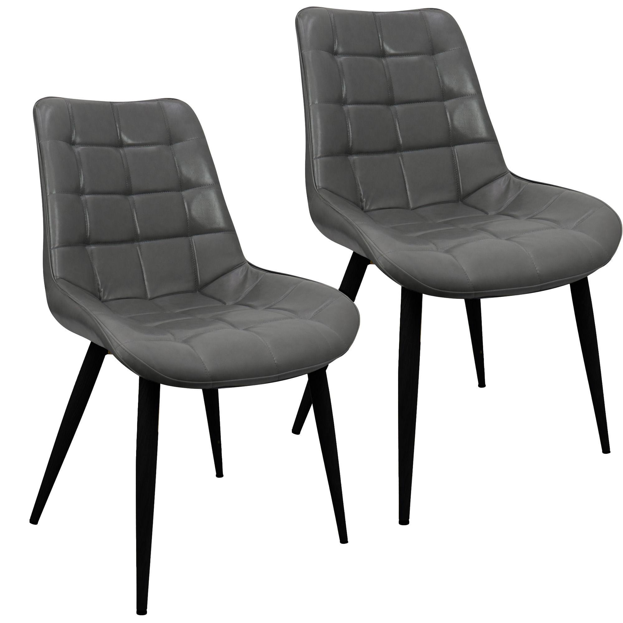 Kit 2 Cadeiras Romana Provence Poltrona Estofada Pu Vintage Retro Pés Preto - Preto