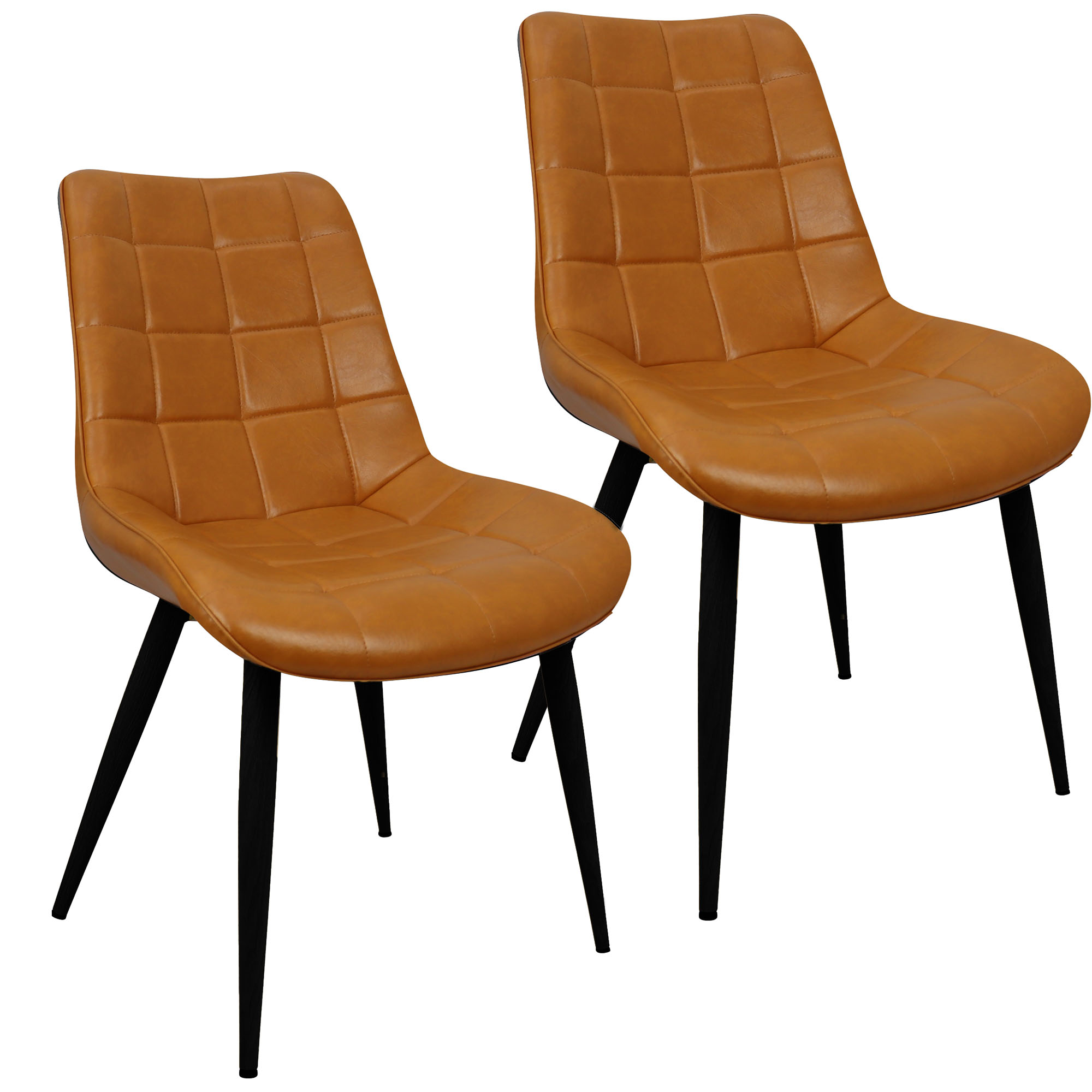 Kit 2 Cadeiras Romana Provence Poltrona Estofada Pu Vintage Retro Pés Preto - Preto